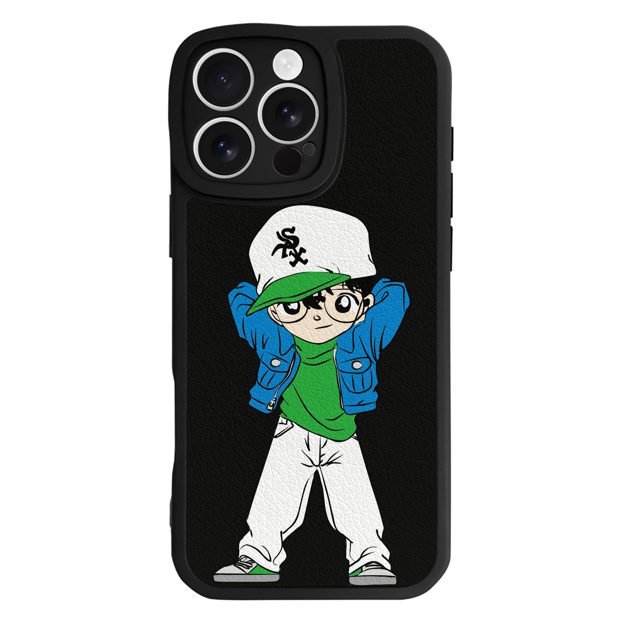 （画像用） 名探偵コナン 江戸川 コナン Detective Conan Conan Edogawa 【iPhone 16シリーズ対応】シリコンスマホケース（レザー調） 材質：シリコン